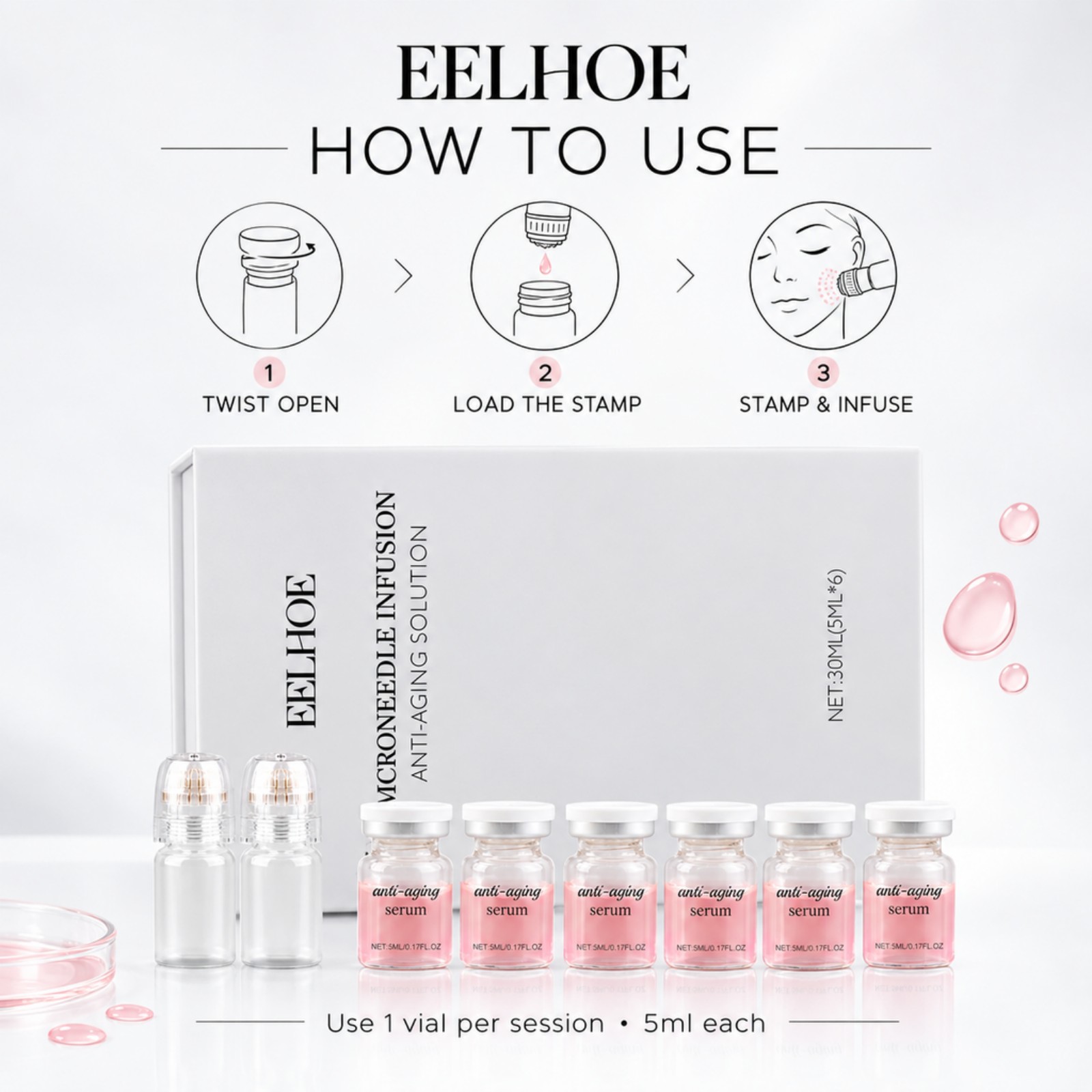 0.2mm Microneedle Serum Kit 6  - đánh giá và giá Hyaluronic Acid Facial Serum
